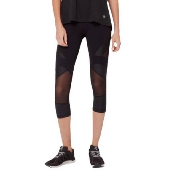 SWEATY BETTY Power wet-look mesh and jersey leggings, black medium - Picture 1 of 8